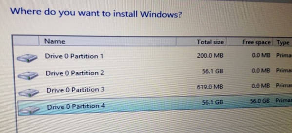 Pilih Partisi untuk Instal Windows 11
