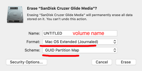 Format USB di Mac Disk Utility