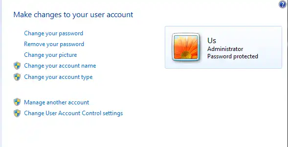 Reset Windows 7 Admin Account Password via Control Panel