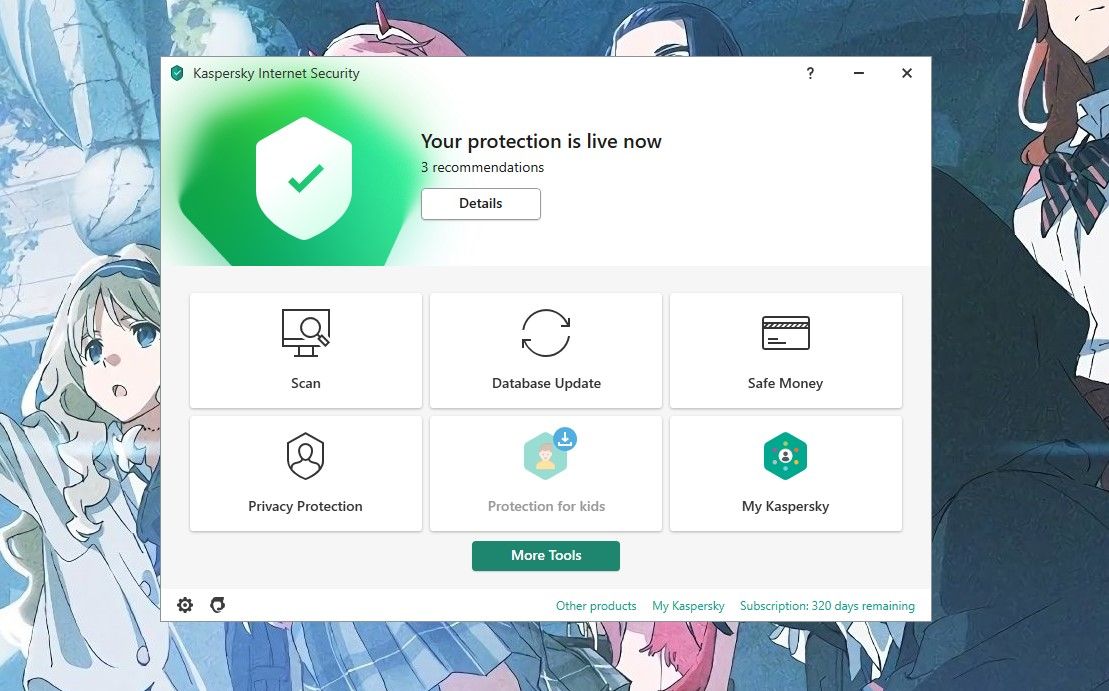 Kaspersky Internet Security Homepage