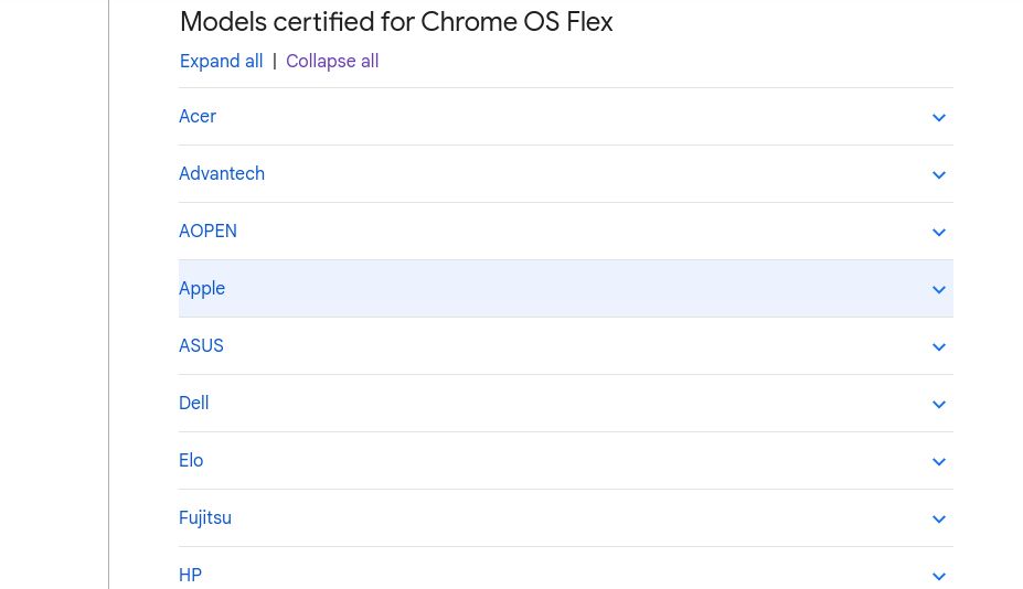 ChromeOS Flex 지원 기기 목록