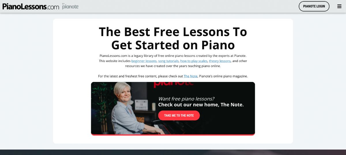 Piano Lessons from Pianote 웹사이트