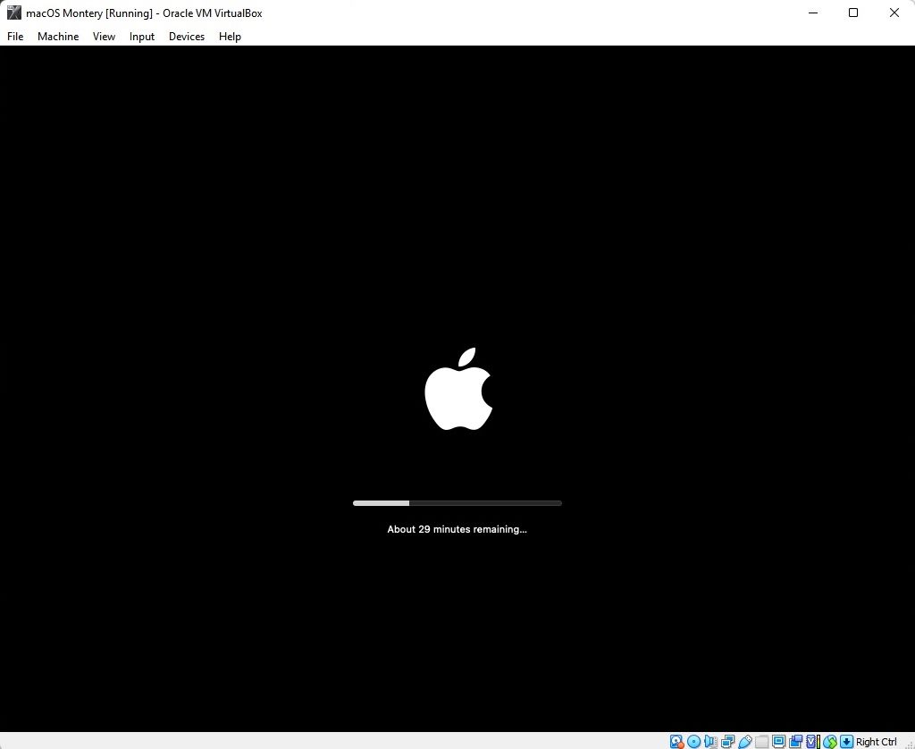 macos monterey virtualbox 가상 머신 29분 설치