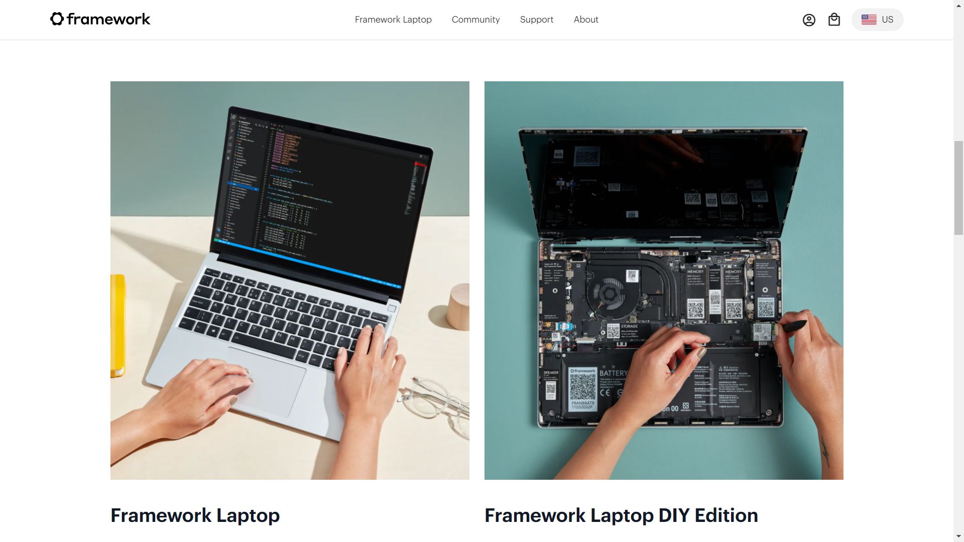 Framework Laptop을 선택하는 스크린샷