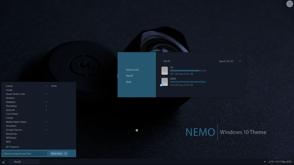 The desktop if the Nemo theme