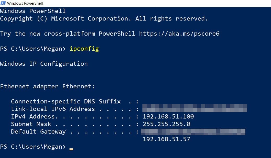 windows powershell中ipconfig命令查找路由器ip