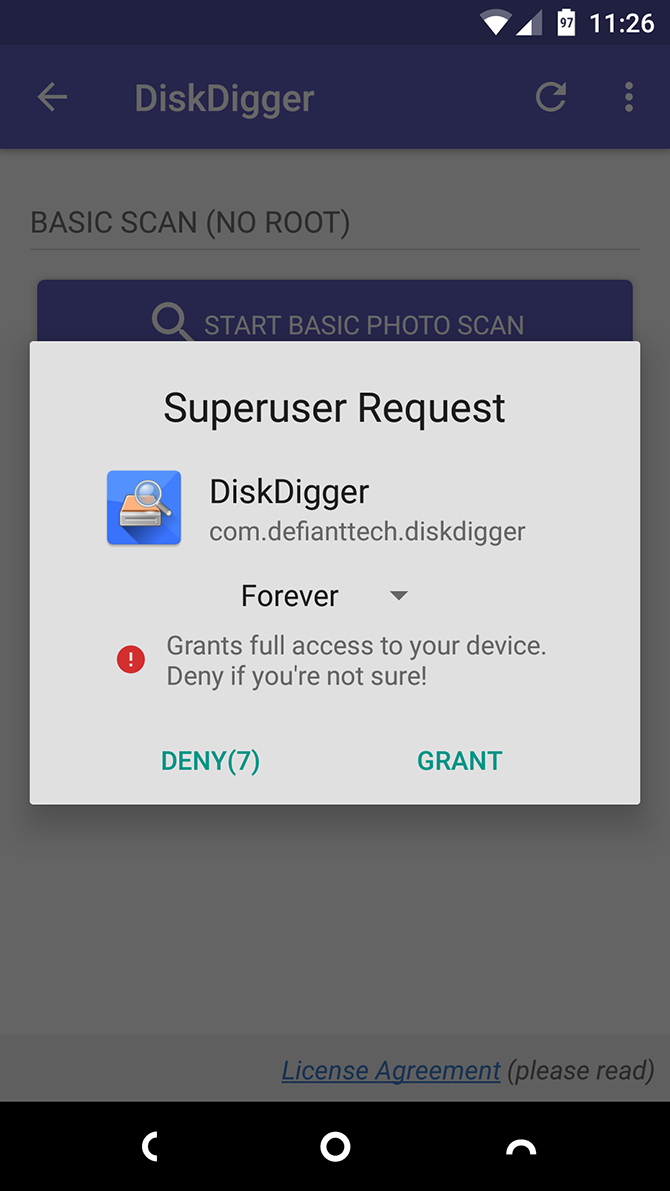 Disk Digger Root Permissions