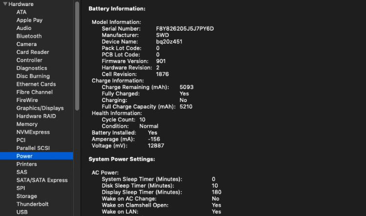 Mac 電源電池檢查