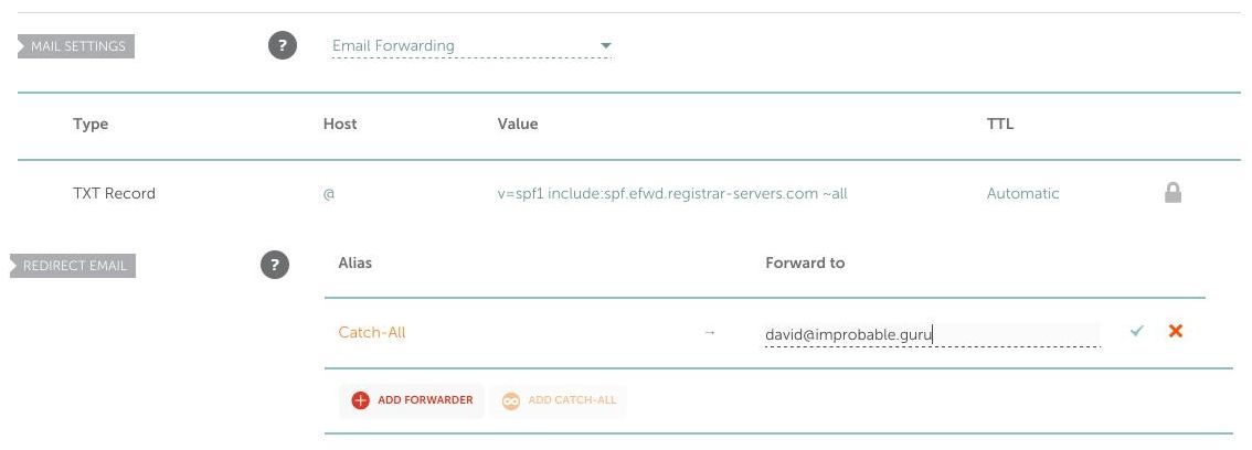 設置使用 namecheap 設置包羅萬象的轉發