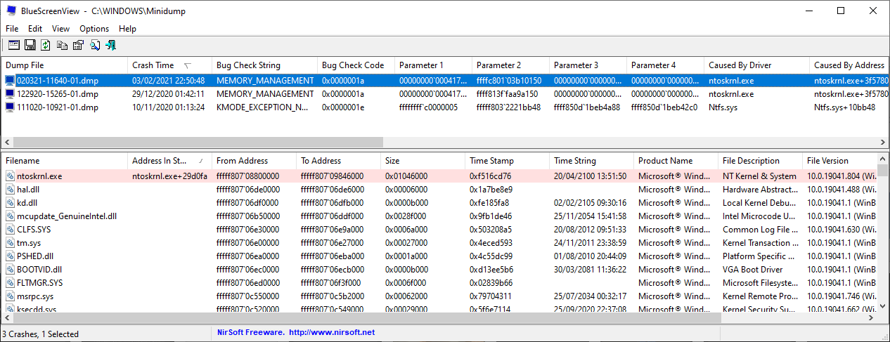 nirsoft bluescreenview bsod analysis