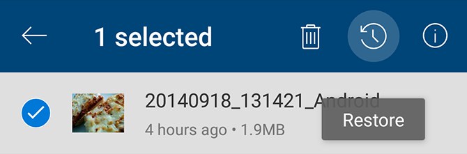 OneDrive Restore Photo Android