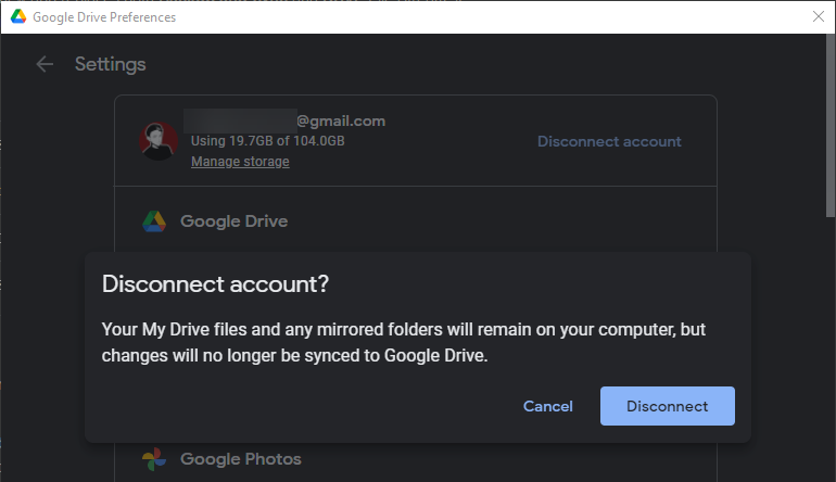 Google Drive Disconnect Account