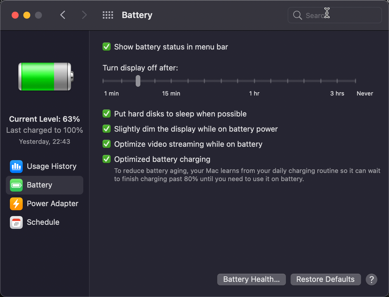 MacBook Battery Health Button Big Sur