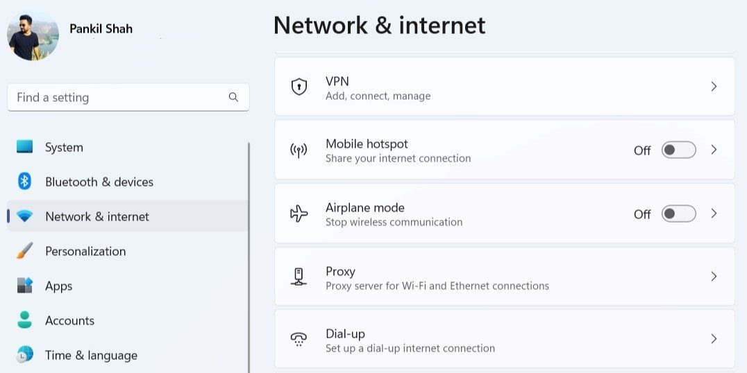 Windows 11 上的網絡和 Internet 設置