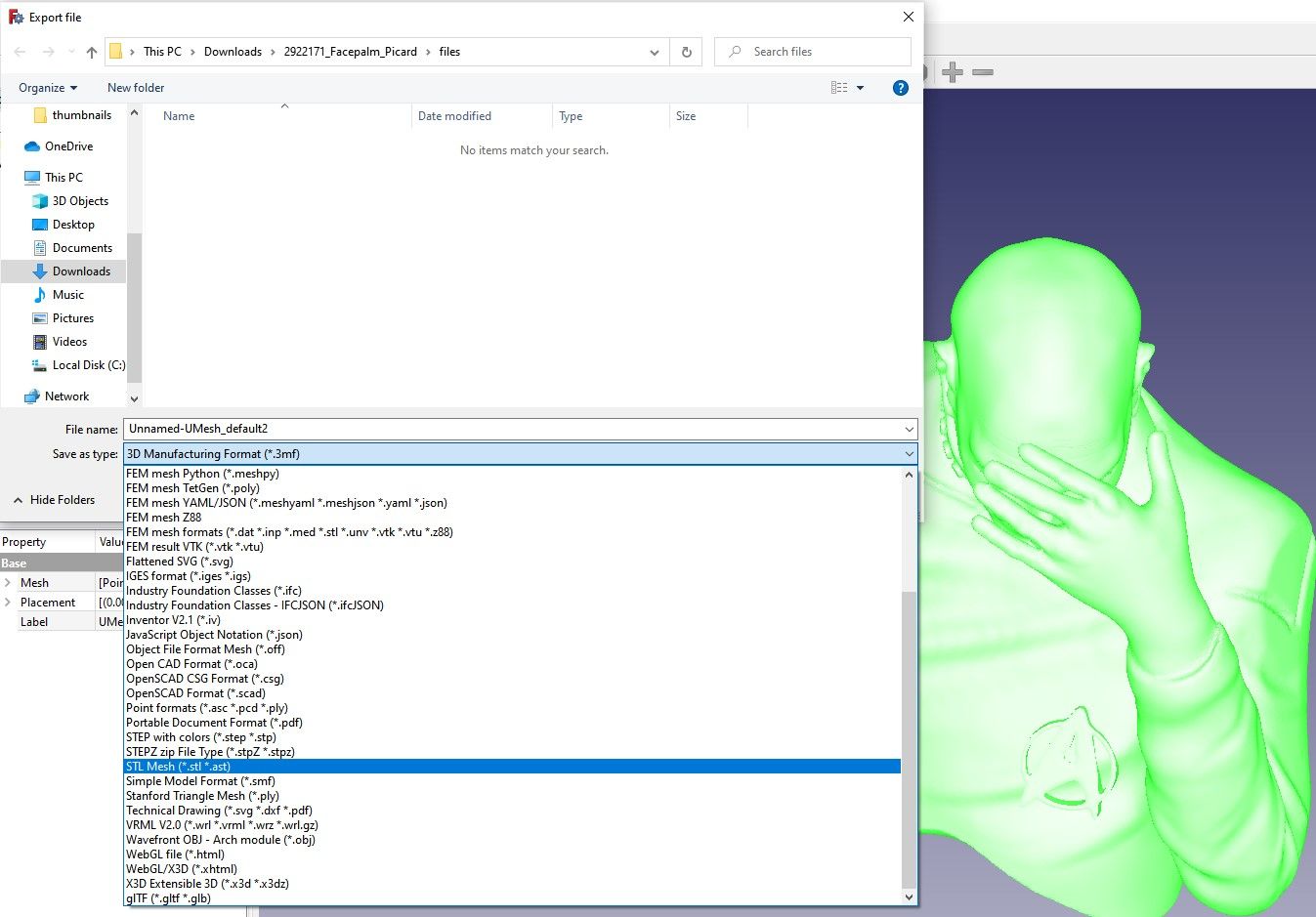 從 FreeCAD 導出模型的選項