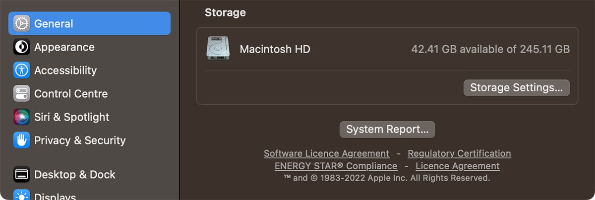 macOS Ventura 系統設置中的系統報告