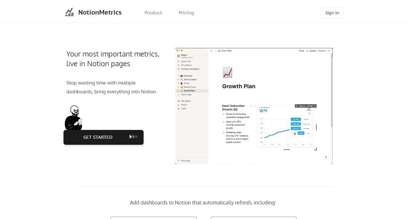 NotionMetrics Notion Integration截圖