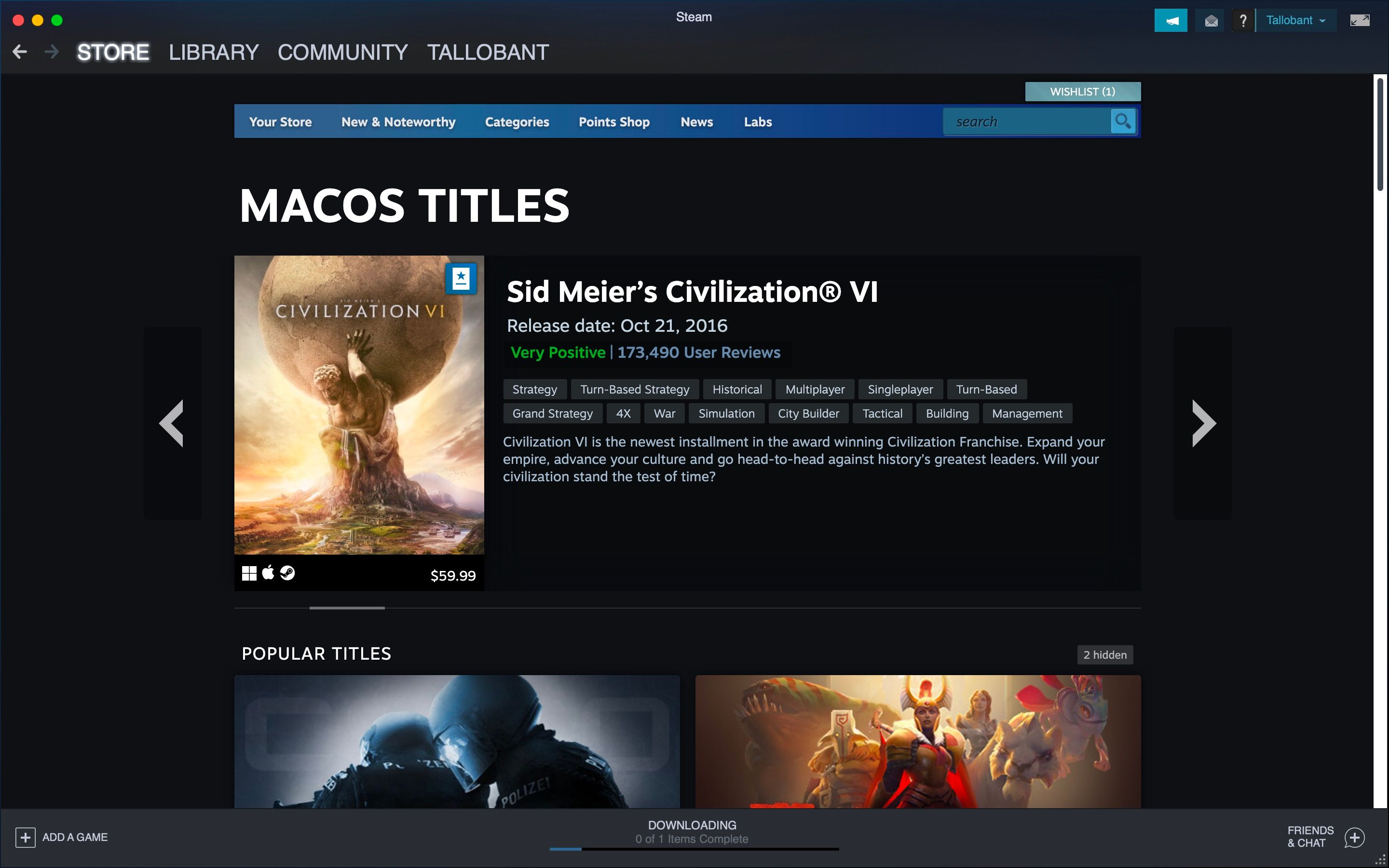 Steam 上的 macOS 標題截圖