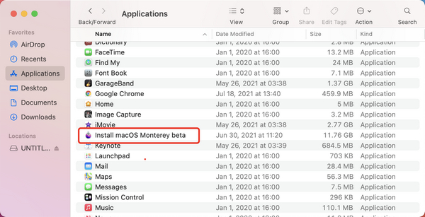 安裝 macOS Monterey Beta App